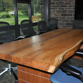 Conference Table, freestanding: natural white oak solid plank top, base: natural
