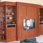 Entertainment Center, freestanding: stained cherry, (columns pull out for A/V so